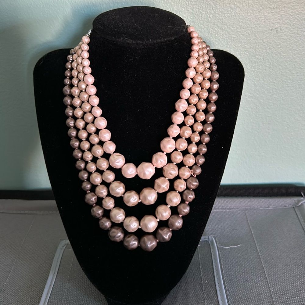 Vintage signed Japan 4 strand baroque style faux pearl choker